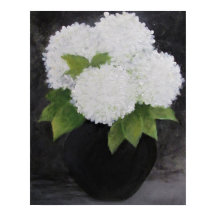 WITTE HYDRANGEAS Print, waarde Poster papier (mat)