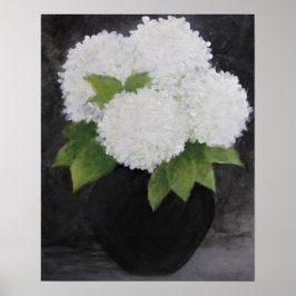 WITTE HYDRANGEAS Print, waarde Poster papier (mat)