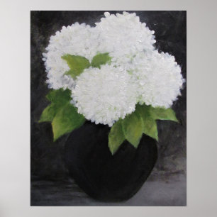 WITTE HYDRANGEAS Print, waarde Poster papier (mat)