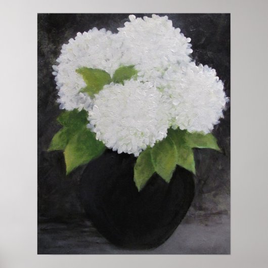 WITTE HYDRANGEAS Print, waarde Poster papier (mat) (Voorkant)