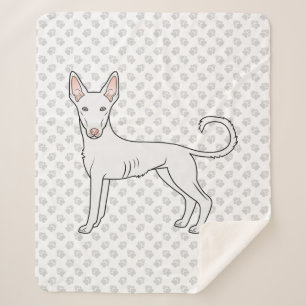 Witte Ibizan Hound Gladde Vacht Cartoon Hond & Poo Sherpa Deken