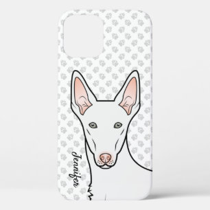 Witte Ibizan Hound Korte Haar Cartoon Hondenkop iPhone 12 Hoesje