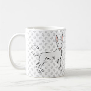 Witte Ibizan Hound met gladde vacht Cartoonhond & Koffiemok
