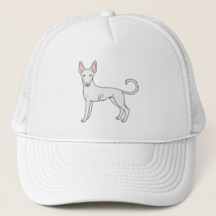 Witte Ibizan Hound met gladde vacht Cute Cartoon H Trucker Pet
