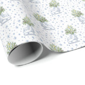 Witte Ijs Schaatsen Blauw Sneeuwvlokken Wit Kerstm Cadeaupapier (Rol Hoek)