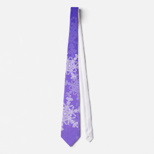 Witte Indigo Sneeuwvlokken Minimalistische Kerst N Stropdas