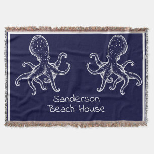 Witte inktvis (blauwe zee-kust) deken