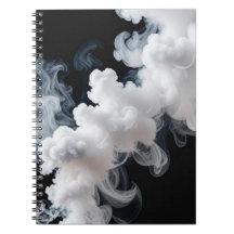 Witte inktwerveling op zwart abstract notitieboek