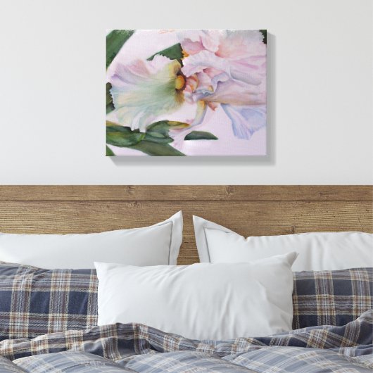 WITTE IRIS-STROOM GEWRAPPEERD CANVAS AFDRUK (Insitu (Slaapkamer))