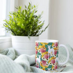 Witte Italiaanse Greyhounds met bloemen Koffiemok