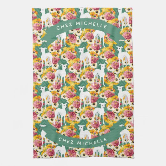 Witte Italiaanse greyhounds of whippets Theedoek (Verticaal)