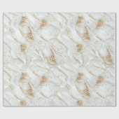Witte-ivoor-zijde-uithoekige miniparels cadeaupapier (Vlak)