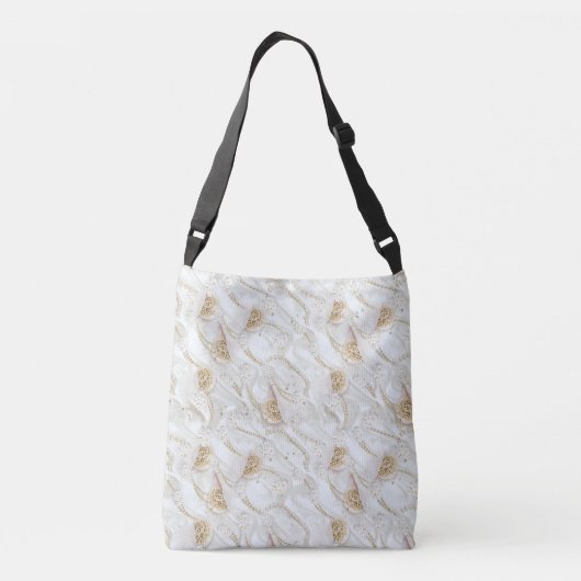 Witte-ivoor-zijde-uithoekige miniparels crossbody tas (Achterkant)