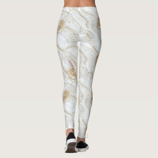 Witte-ivoor-zijde-uithoekige miniparels leggings (Achterkant)