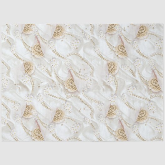 Witte-ivoor-zijde-uithoekige miniparels tissuepapier (Voorkant)