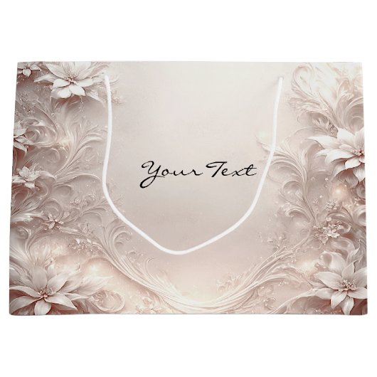 Witte Ivoren Bloemencadeautas Groot Cadeauzakje (Voorkant)