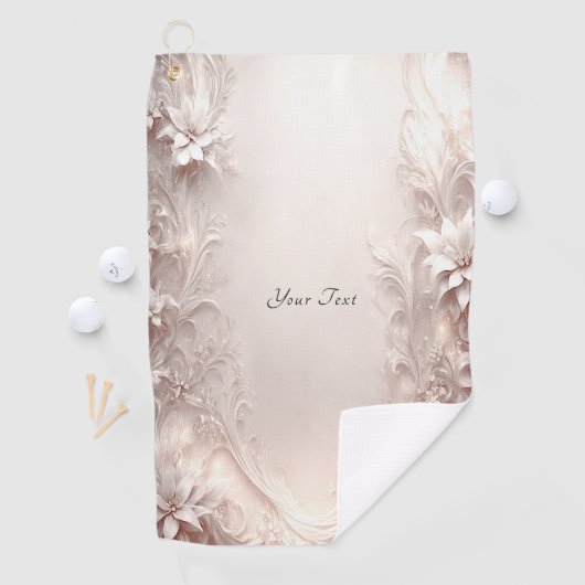 Witte ivoren bloemenhanddoek golfhanddoek (Insitu)