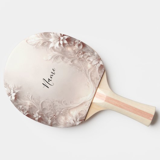 Witte ivoren bloemenpong paddle tafeltennisbatje (Zijkant)
