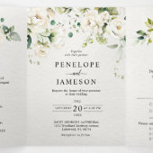 Witte Ivoren Crème Rozen Bloemige Botanische Bruil Drieluik Programma (Binnenkant midden)