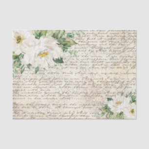 Witte Ivory Floral - Oude Letter-loskoppeling Tissuepapier