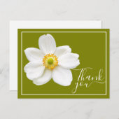 Witte Japanse Anemone Green Achtergrond Dank u Briefkaart (Voorkant / Achterkant)
