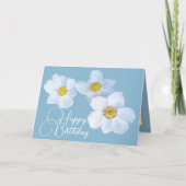 Witte Japanse anemones Sky Blue Color Background Kaart (Voorkant)