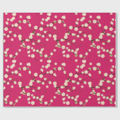 Witte Japanse Cherry Blossom Branches op Red Cadeaupapier (Vlak)