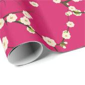 Witte Japanse Cherry Blossom Branches op Red Cadeaupapier (Rol Hoek)