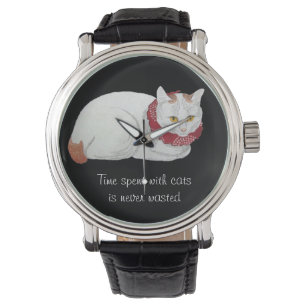  witte Japanse Kat art Quote Watch Horloge