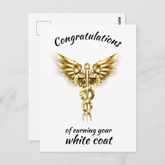 Witte Jas Ceremonie Gouden Medisch  Briefkaart (Voorkant / Achterkant)