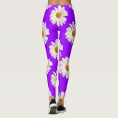Witte jasmijn op neon paarse achtergrond leggings (Achterkant)
