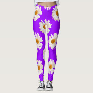 Witte jasmijn op neon paarse achtergrond leggings