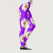 Witte jasmijn op neon paarse achtergrond leggings (Rechts)