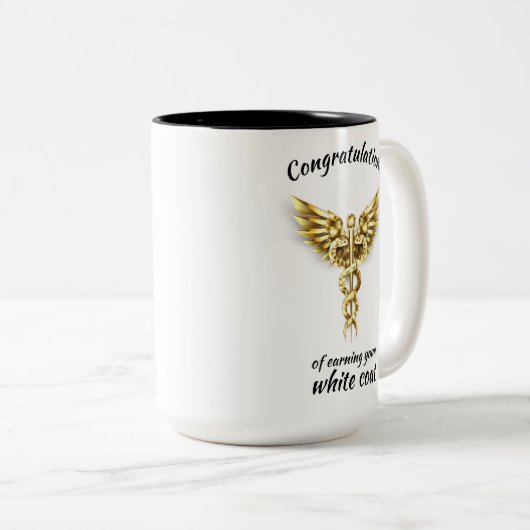 Witte Jassen Ceremonie Gouden Medisch Tweekleurige Koffiemok (Voorkant rechts)