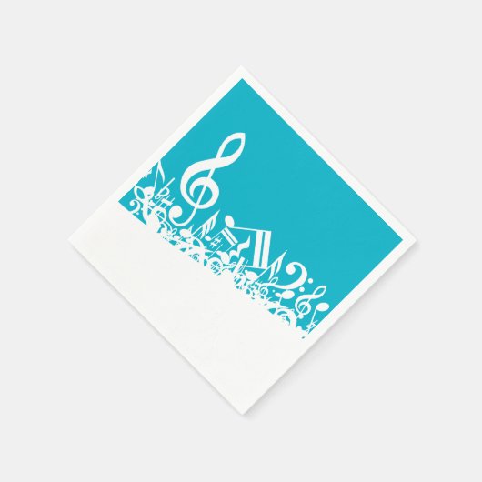 Witte Jumbled Musical Notes op Turquoise Servetten (Hoek)