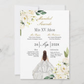 Witte jurk quinceañera uitnodiging (Voorkant)