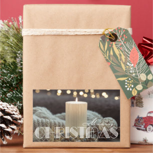 Witte Kaars Kerst Cozy Rechthoekige Sticker