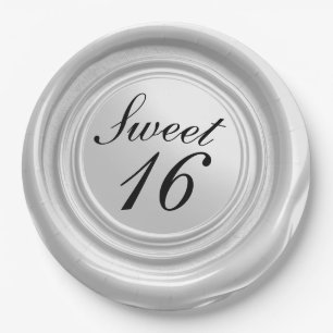 Witte kaars was zegel druppel Sweet 16 bruiloft Papieren Bordje