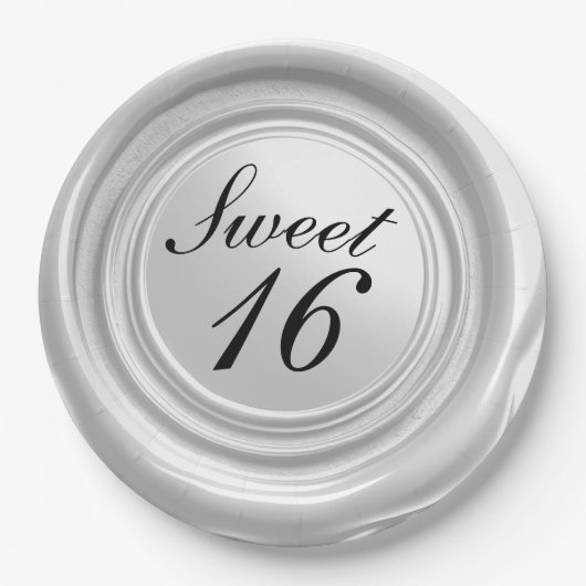 Witte kaars was zegel druppel Sweet 16 bruiloft Papieren Bordje (Voorkant)