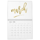 Witte kalender 2024 met faux gouden maanden (Mar 2026)