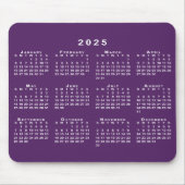 Witte kalender 2025 op Paarse aangepaste achtergro Muismat (Voorkant)
