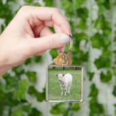 Witte kalf sleutelhanger (Hand)