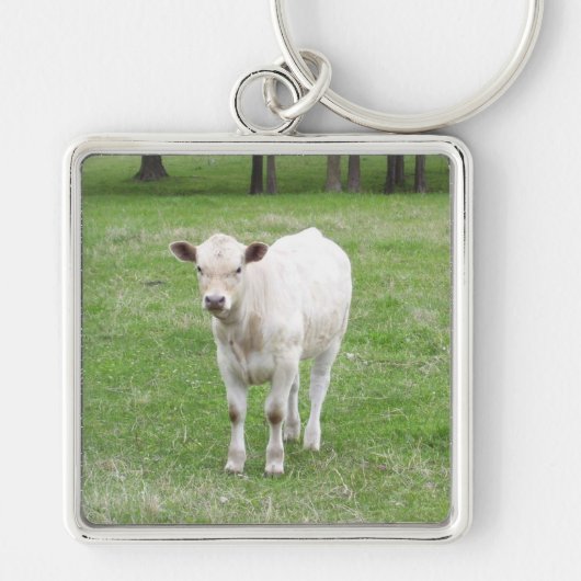 Witte kalf sleutelhanger (Voorkant)
