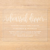 Witte  kalligrafie repetitiediner acryl uitnodigingen (Voorkant)