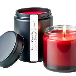 Witte kalligrafie Skinny Minimal Candle Label