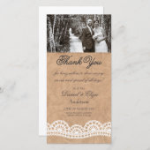 Witte kant bruiloft dank u fotokaart Bedankkaart (Voorkant / Achterkant)