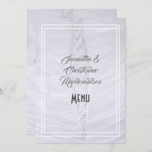 Witte kant bruiloft menu (Voorkant / Achterkant)
