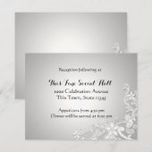 Witte Kant Bruiloftsreceptie Zilver Informatiekaartje (Voorkant / Achterkant)