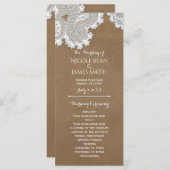 Witte Kant & Bruin Rustiek Huwelijksprogrammarek Programma (Voorkant / Achterkant)