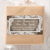 Witte Kant Burlap Modern Gothic Bruiloft Label (Insitu)